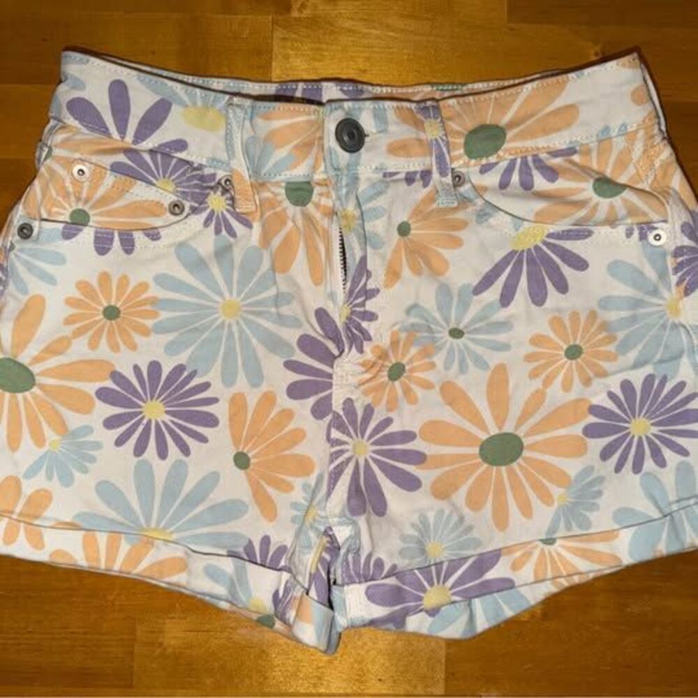 No Boundaries Floral Print Denim Shorts Size Juniors 5